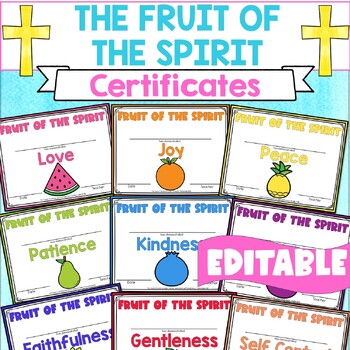 Preview of Fruit of the Spirit Awards Certificates Christian End of The Year
