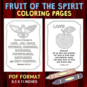 Preview of Fruit of the Spirit Verses / Galatians 5 22 / Coloring Pages / Fruit Drawings
