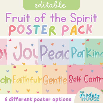 Preview of Fruit of the Spirit Display Posters | Christian Classroom Decor | Pastel Rainbow