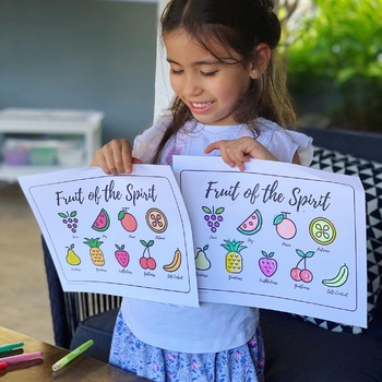 Preview of Fruit of the Spirit Poster and Coloring Page - Co-Designed by a 5 Year Old
