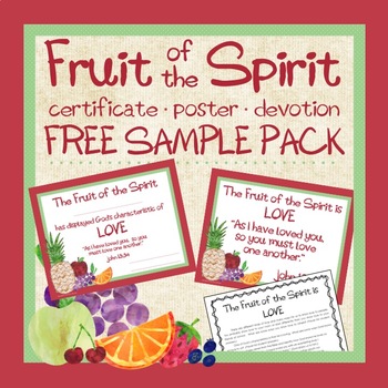 Preview of Fruit of the Spirit Award Certificates, Posters, Devotions - Sample Pack FREEBIE
