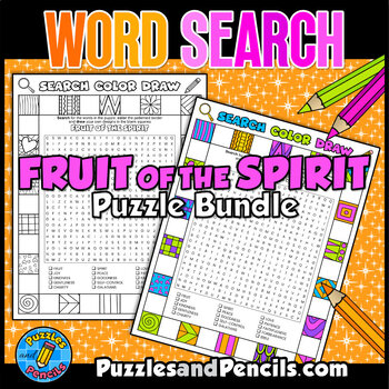 Preview of Fruit of the Spirit Word Search Puzzle & Coloring BUNDLE | Search, Color, Doodle