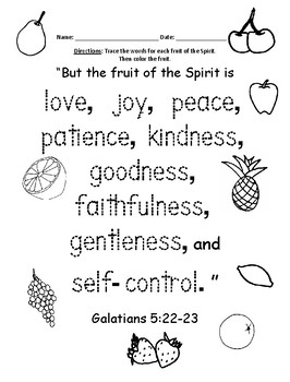 Preview of Fruit of the Spirit Bible Verse Printable - Galatians 5:22-23