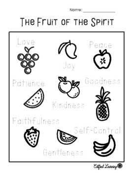 Fruit of the Spirit tracing page by Edified Learning | TPT