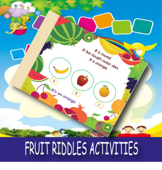 Preview of Fruits riddles activities, Kids Activity Book, end of year, summer activities