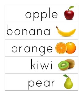 Preview of Fruit/Vegetable Word Cards with Pictures