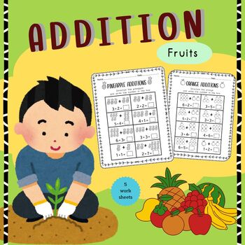 Preview of Free!!! Fruits Addition Practice worksheets (Counting On) from Numbers 1-10