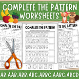 Fruits & Animals Complete the Pattern Activity | AB,AAB,AB