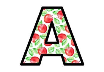 Preview of Fruits Bulletin Board Letters, Classroom Décor, Alphabet and Number Posters