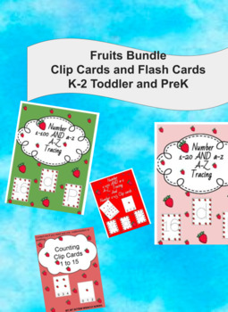 Preview of Fruits Bundle, Clip Cards, Flash Cards, toddler preschool, activity busy work