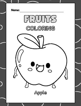 Preview of Fruits Coloring Activity Worksheet | Black & White Cartoon Doodle Style