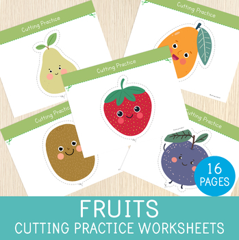 Preview of Fruits Cutting Activity, Cutting Practice Worksheets, Fine Motor Skills,Scissors