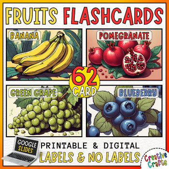 Preview of Labeled & Unlabeled Fruits Flashcards, Printable & Digital Resources