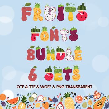 Preview of Fruits Fonts Bundle - 6 Sets