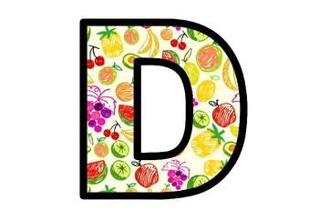 Preview of Fruits, Food, Nutrition, Bulletin Board Letters, Classroom Decor, Food Letters