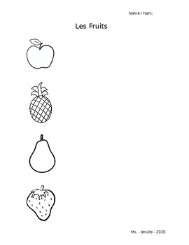 Preview of Fruits / Les Fruits - Colouring Activity
