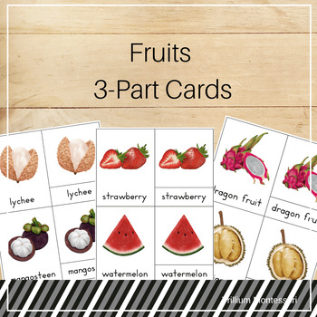 Preview of Fruits Montessori 3-Part Cards