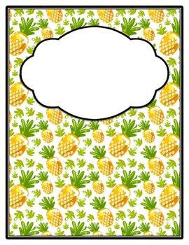 Preview of Fruits Pineapple Binder Cover and Spines, Back to School