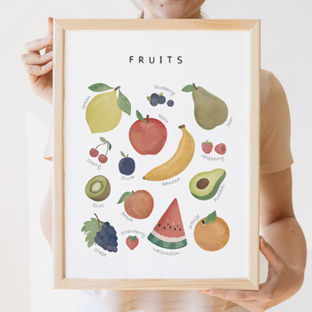 Preview of Fruits Poster, Rainbow Classroom Decor, Fruit Lesson.