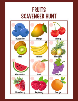 Preview of Fruits Scavenger Hunt | Grocery Store Activity for Kids | Fruit Scavenger Hunt