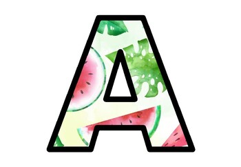 Preview of Fruits, Tropical Watermelon Bulletin Board Letters, Classroom Décor,