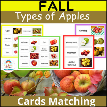 Preview of Fruits - Types of Apples Matching Cards | 15 Autumn and Winter Activities Cards