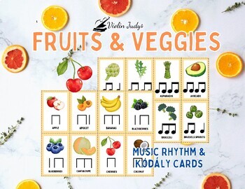Preview of Fruits & Vegetable Rhythm & Kodály Cards