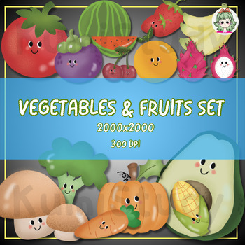 Preview of Fruits & Vegetables Clipart Set