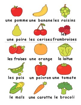 Fruits & Vegetables / Fruits et Legumes FRENCH Games by Vari-Lingual