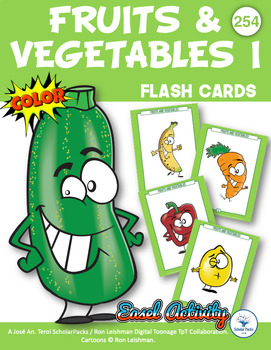 Preview of Fruits & Vegetables Set I. Flash Cards. Color