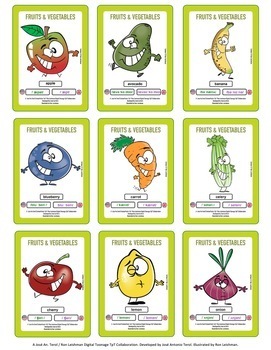 Fruits & Vegetables Set I. Flash Cards. Color by ScholarPacks | TPT