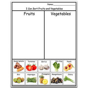 Fruits & Vegetables Sorting |10 Worksheets| 100 kinds of fruits and ...