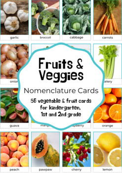 Preview of Fruits & Veggies: Nomenclature Cards (3-Part Picture Flashcards)