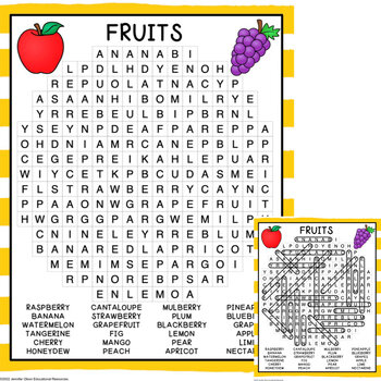 Preview of Fruits Word Search