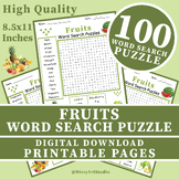 Fruits Word Search Puzzle Printable Worksheet Activity (4t