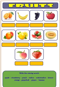 Preview of Fruits Worksheet