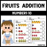 Fruits addition Practice work sheets from number 1-10