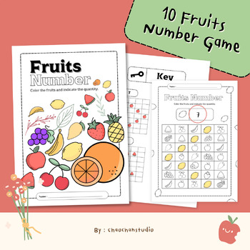 Preview of (FREE) Fruits and Number Activities - Fruits Number for kids - games for kids