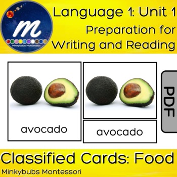 Preview of Fruits and Vegetables 3 Part Cards Food Montessori