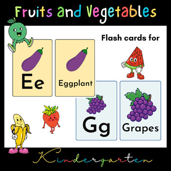 Preview of Fruits and Vegetables Cards, Alphabet flashcards