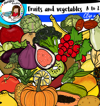 Preview of Fruits and Vegetables Alphabet pictures from A to Z.