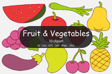 Fruits and Vegetables ClipArt Set - Doodle Fruit and Veget