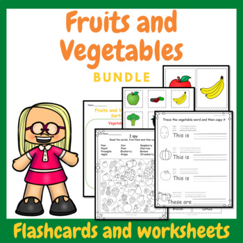 Preview of Fruits and Vegetables (Flashcards & Worksheets) Bundle