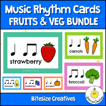 Preview of Fruits and Vegetables Rhythm Cards - BUNDLE