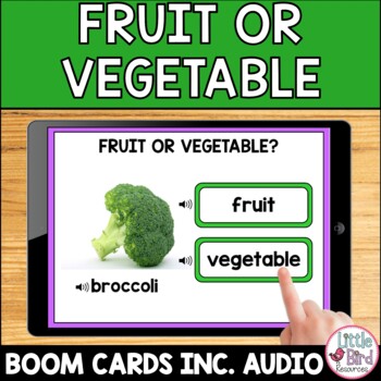 Preview of Fruits and Vegetables Sort Boom Cards inc Audio & Photos
