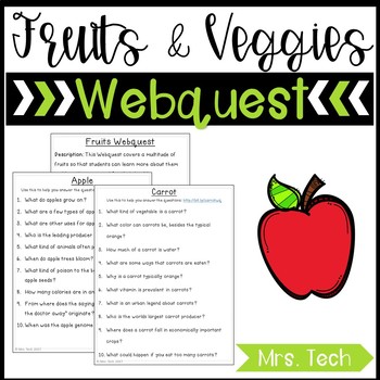 Preview of Fruits and Vegetables Webquest