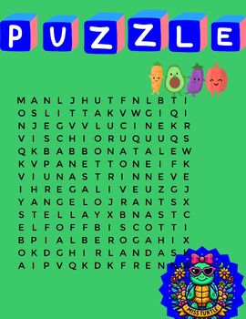 Preview of Fruits and Vegetables Word Search Puzzles: Fun and Educational2024