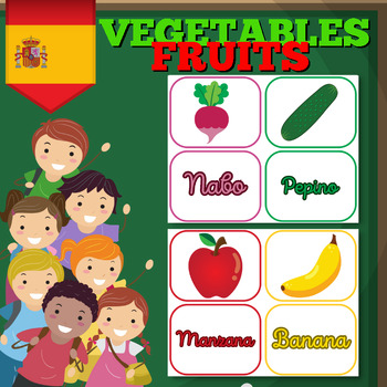 Preview of Fruits and Vegetables in Spanish Flashcards - frutas y verduras en español
