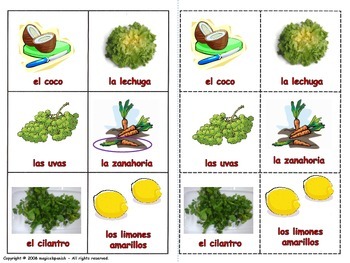 Fruits and Vegetables in Spanish. Lottery (Board game). by ...
