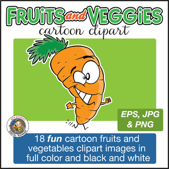 Preview of Fruits and Veggies Cartoon Clipart